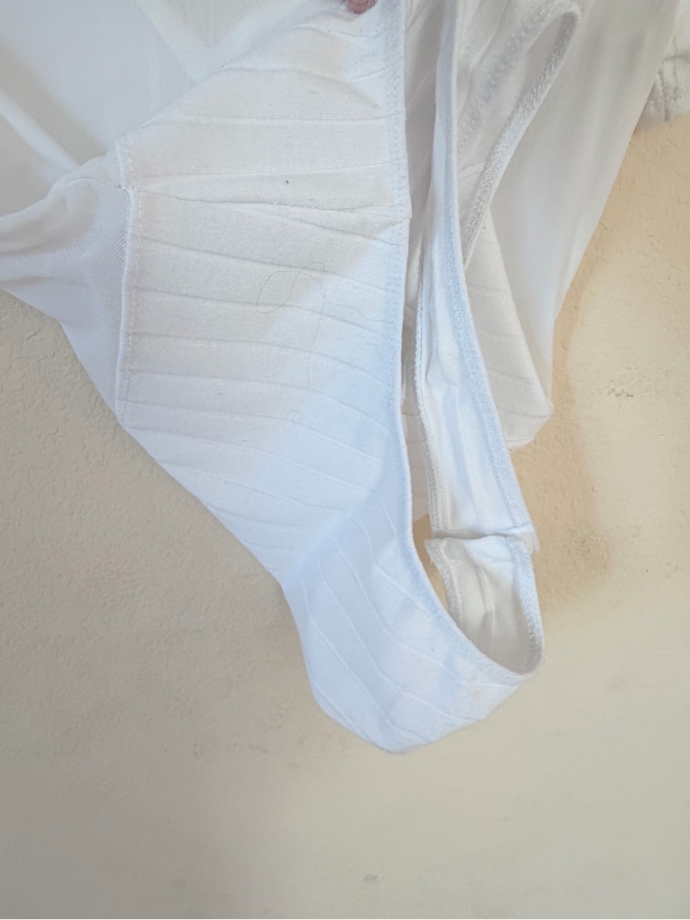 Fashion Nova White Ribbed Mock Neck Sheer Panel Bodysuit - Picture 4 of 4